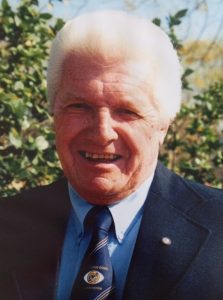 Ken Lord in suit and guide dogs tie